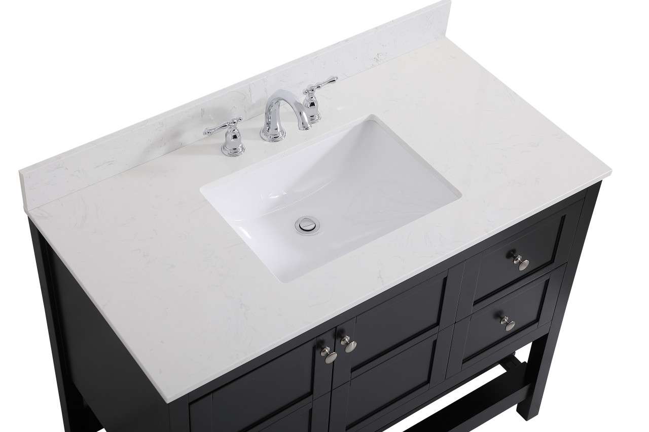 Elegant Decor VF16442BK-BS 42 inch Single Bathroom Vanity in Black with Backsplash