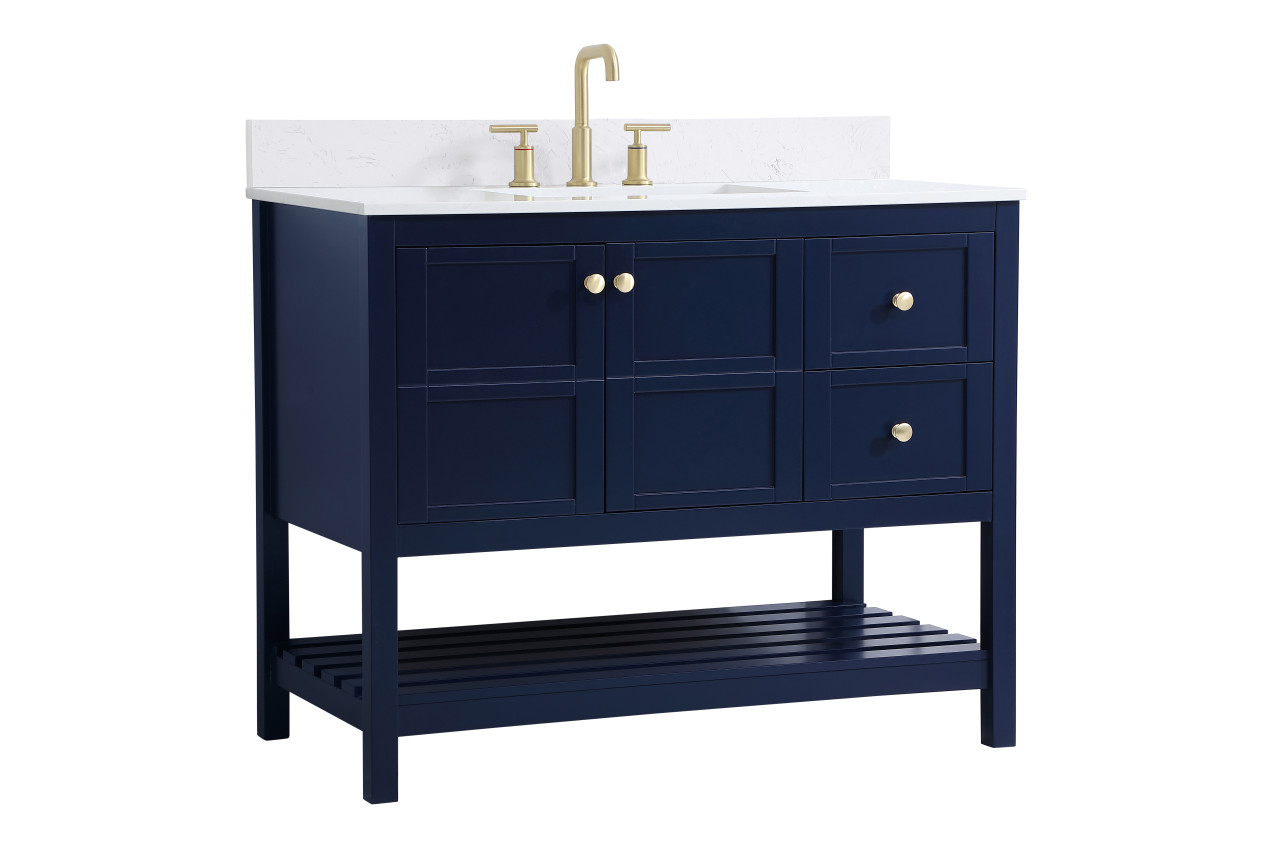 Elegant Decor VF16442BL-BS 42 inch Single Bathroom Vanity in Blue with Backsplash