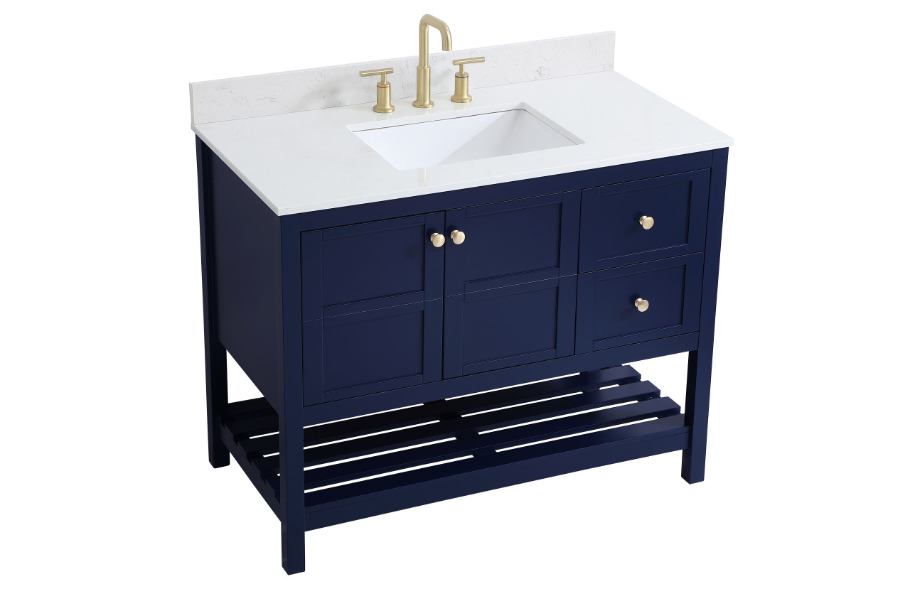 Elegant Decor VF16442BL-BS 42 inch Single Bathroom Vanity in Blue with Backsplash
