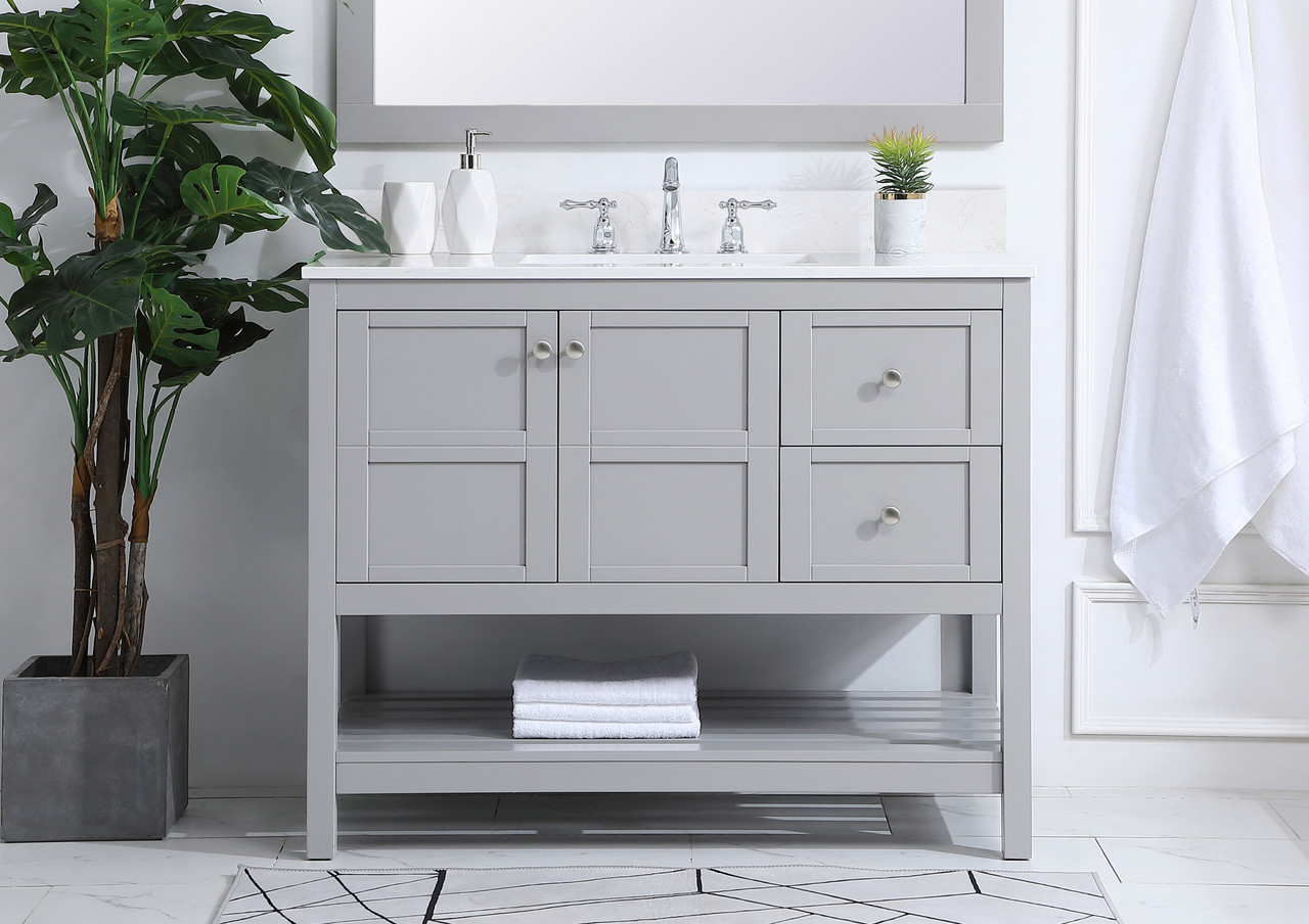 Elegant Decor VF16442GR-BS 42 inch Single Bathroom Vanity in Gray with Backsplash