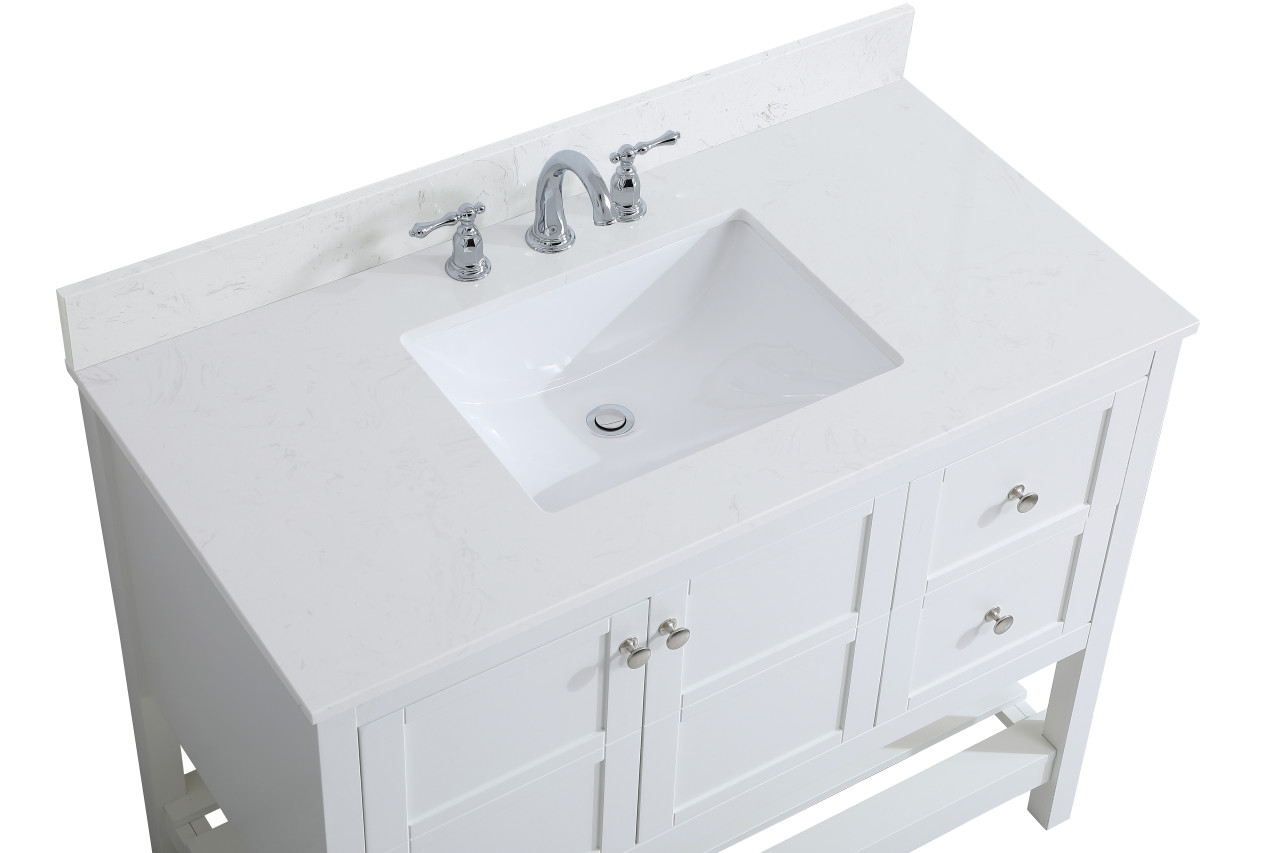 Elegant Decor VF16442WH-BS 42 inch Single Bathroom Vanity in White with Backsplash