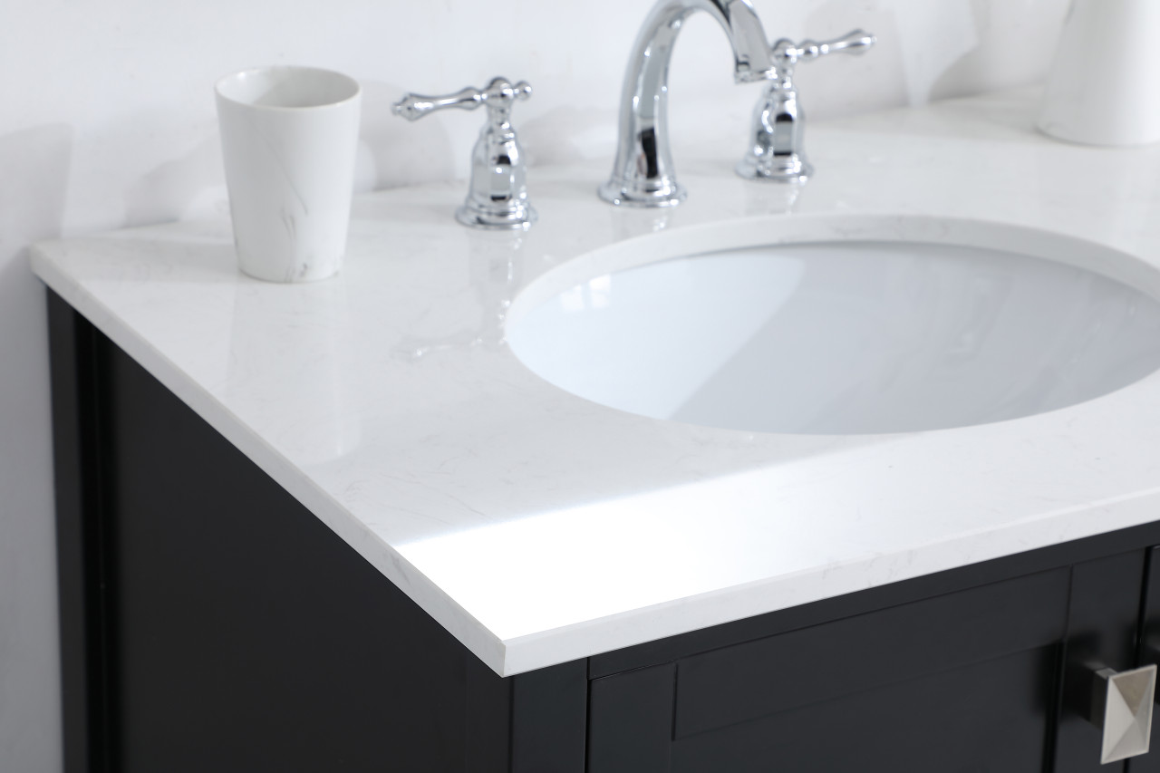 Elegant Decor VF18842BK-BS 42 inch Single Bathroom Vanity in Black with Backsplash