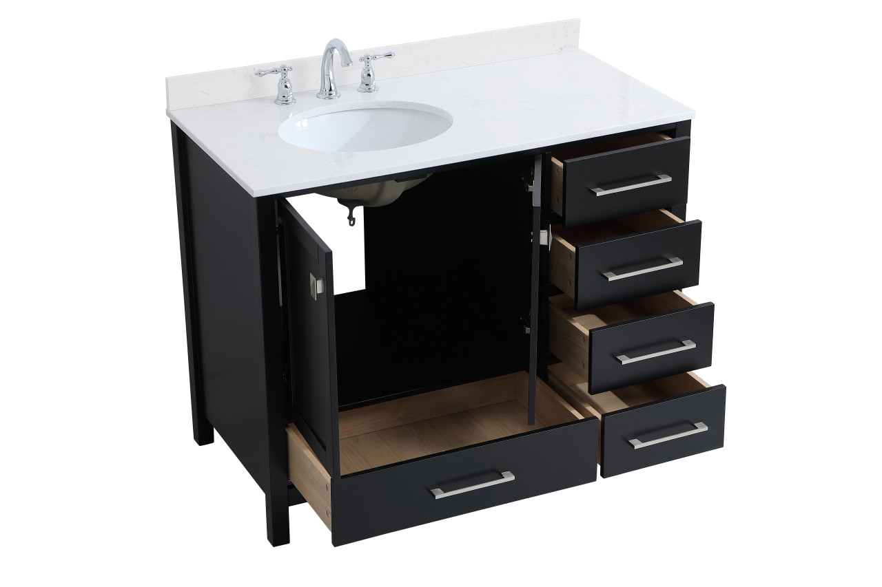 Elegant Decor VF18842BK-BS 42 inch Single Bathroom Vanity in Black with Backsplash