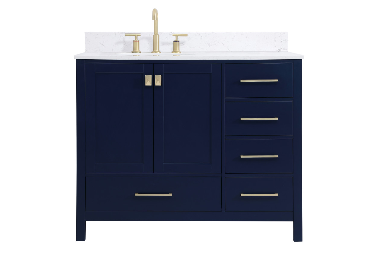 Elegant Decor VF18842BL-BS 42 inch Single Bathroom Vanity in Blue with Backsplash