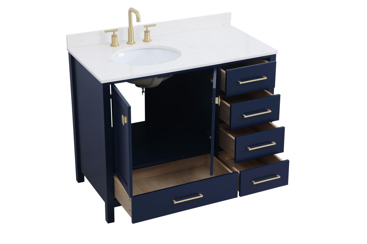 Elegant Decor VF18842BL-BS 42 inch Single Bathroom Vanity in Blue with Backsplash