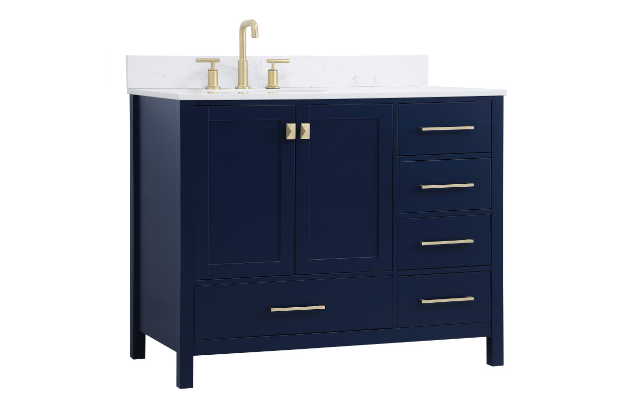 Elegant Decor VF18842BL-BS 42 inch Single Bathroom Vanity in Blue with Backsplash