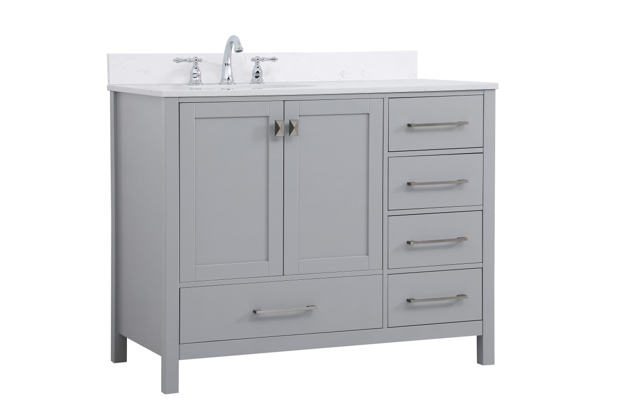 Elegant Decor VF18842GR-BS 42 inch Single Bathroom Vanity in Gray with Backsplash