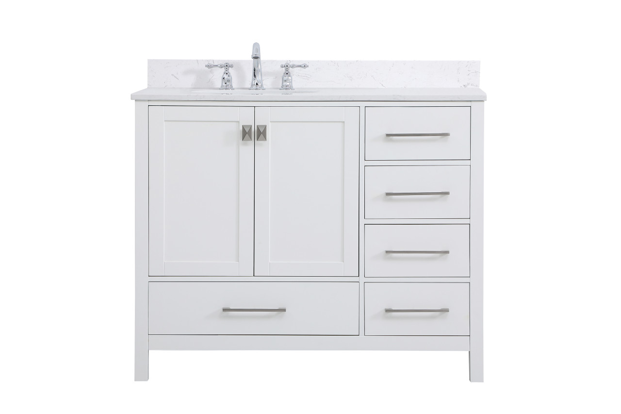 Elegant Decor VF18842WH-BS 42 inch Single Bathroom Vanity in White with Backsplash