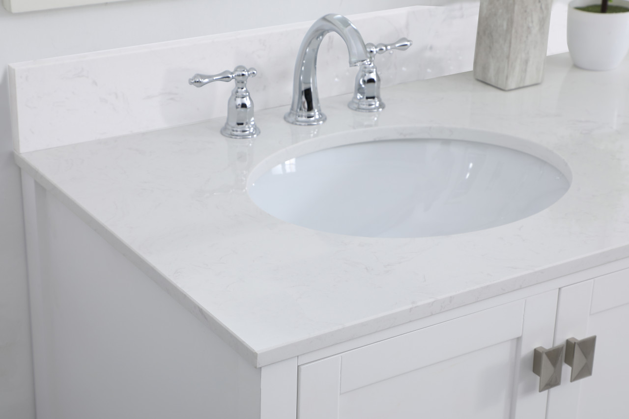 Elegant Decor VF18842WH-BS 42 inch Single Bathroom Vanity in White with Backsplash
