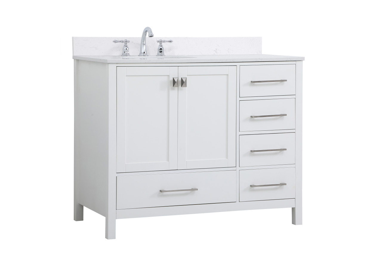 Elegant Decor VF18842WH-BS 42 inch Single Bathroom Vanity in White with Backsplash