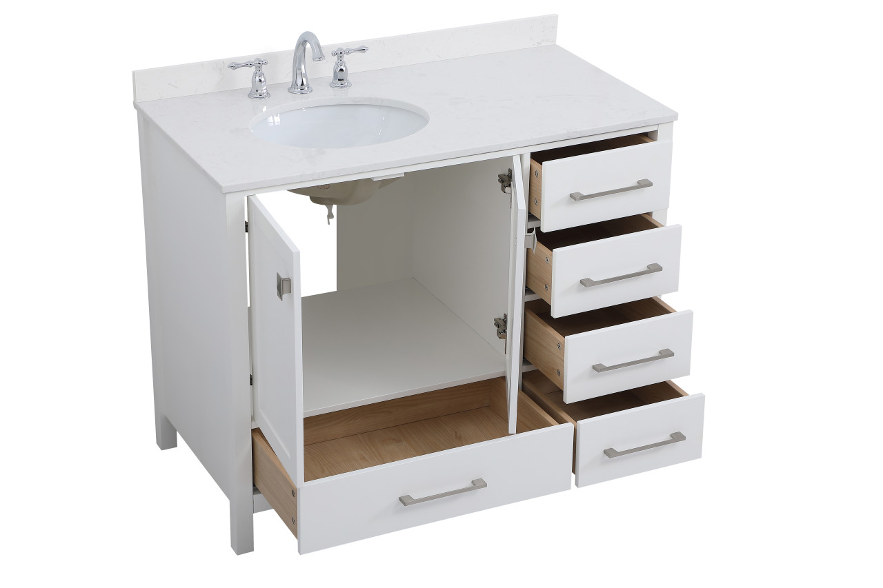 Elegant Decor VF18842WH-BS 42 inch Single Bathroom Vanity in White with Backsplash