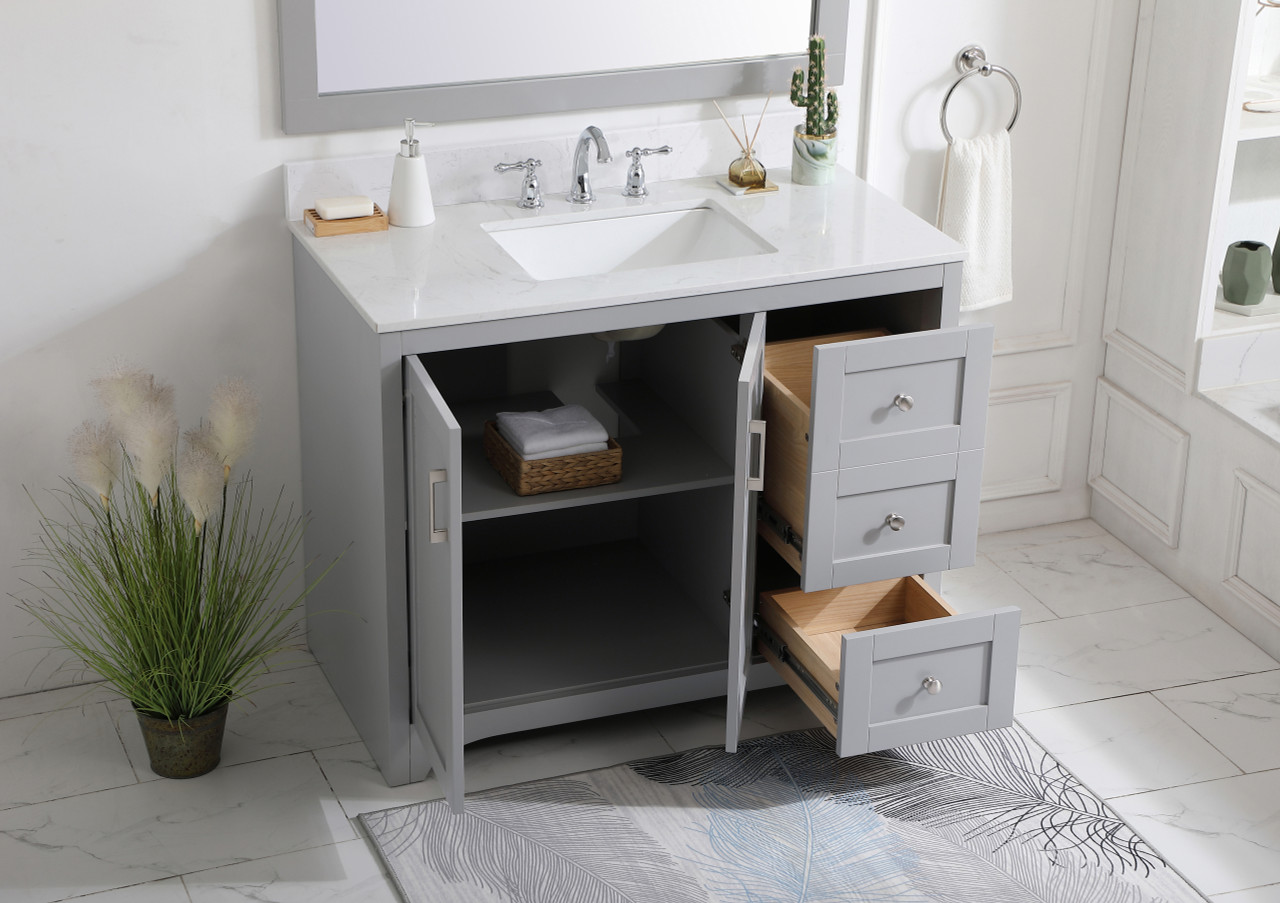Elegant Decor VF17042GR-BS 42 inch Single Bathroom Vanity in Grey with Backsplash