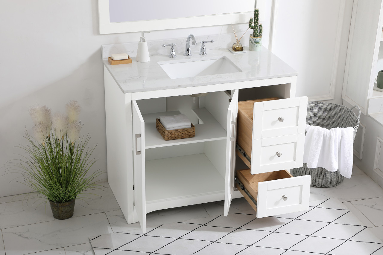 Elegant Decor VF17042WH-BS 42 inch Single Bathroom Vanity in White with Backsplash
