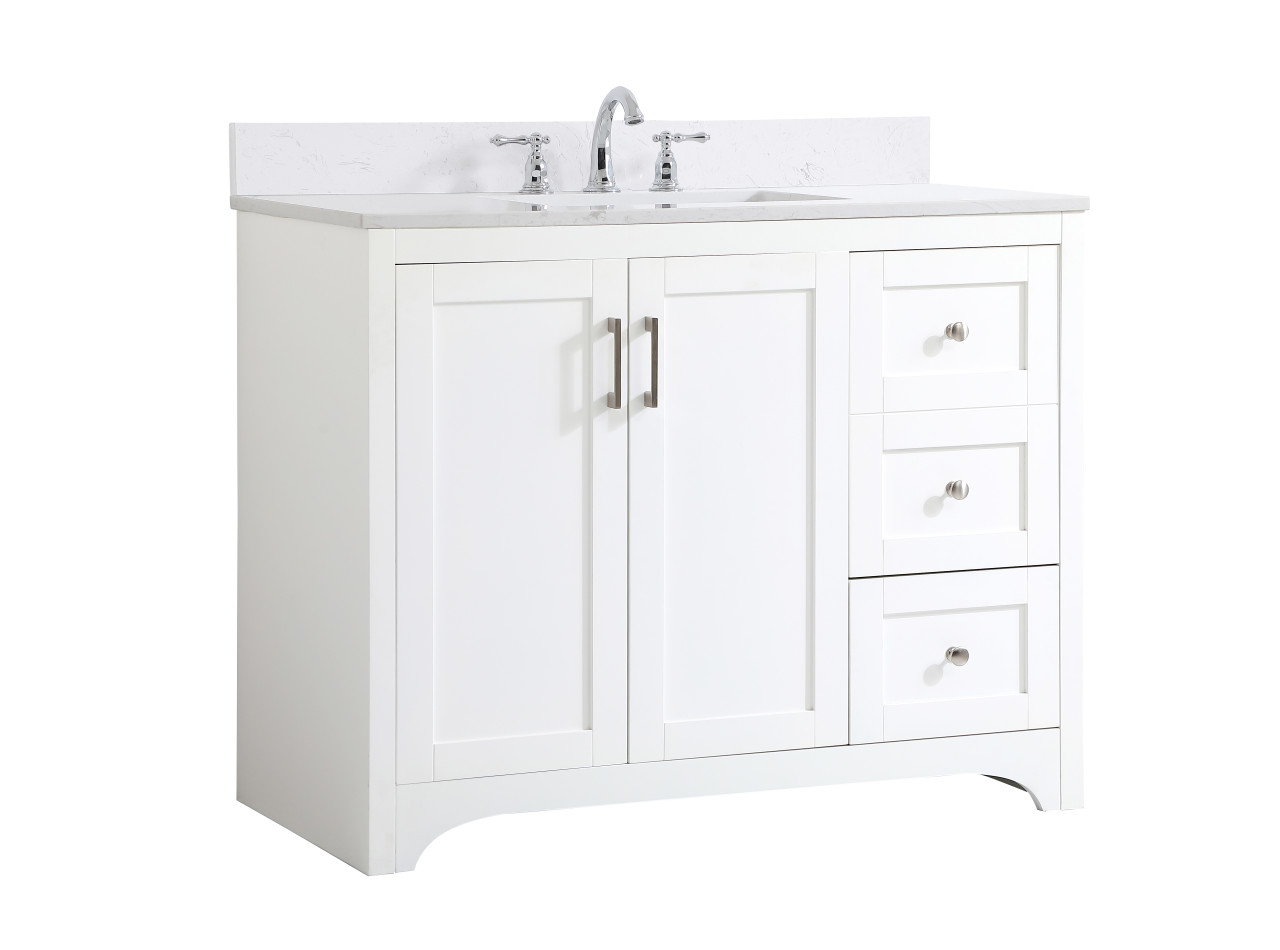 Elegant Decor VF17042WH-BS 42 inch Single Bathroom Vanity in White with Backsplash