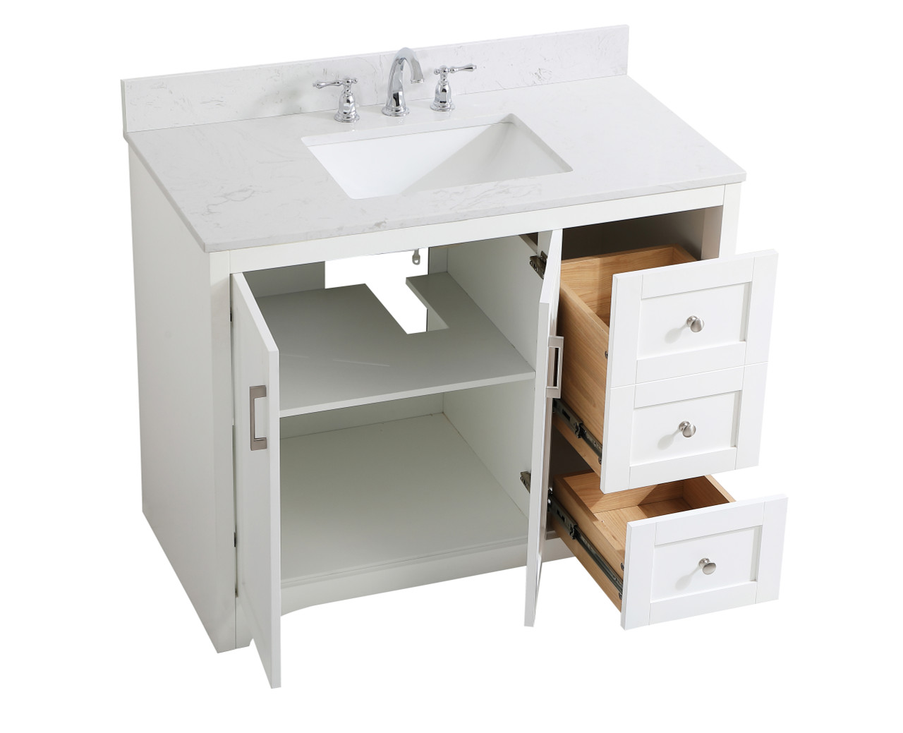 Elegant Decor VF17042WH-BS 42 inch Single Bathroom Vanity in White with Backsplash