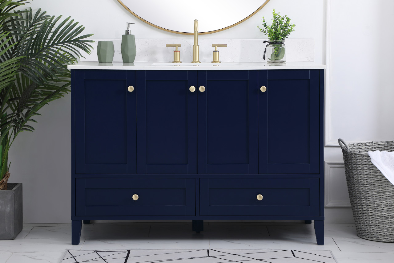 Elegant Decor VF18048BL-BS 48 inch Single Bathroom Vanity in Blue with Backsplash