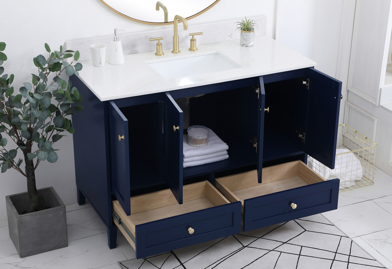 Elegant Decor VF18048BL-BS 48 inch Single Bathroom Vanity in Blue with Backsplash