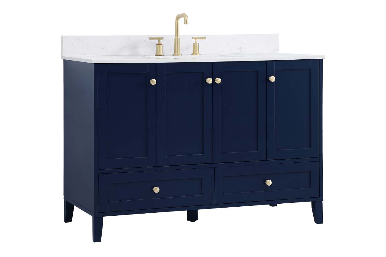 Elegant Decor VF18048BL-BS 48 inch Single Bathroom Vanity in Blue with Backsplash