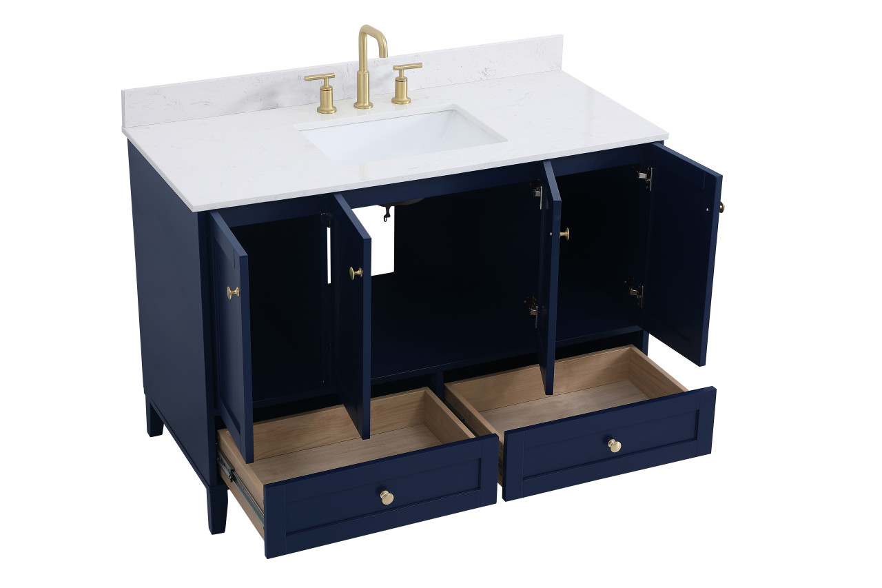Elegant Decor VF18048BL-BS 48 inch Single Bathroom Vanity in Blue with Backsplash