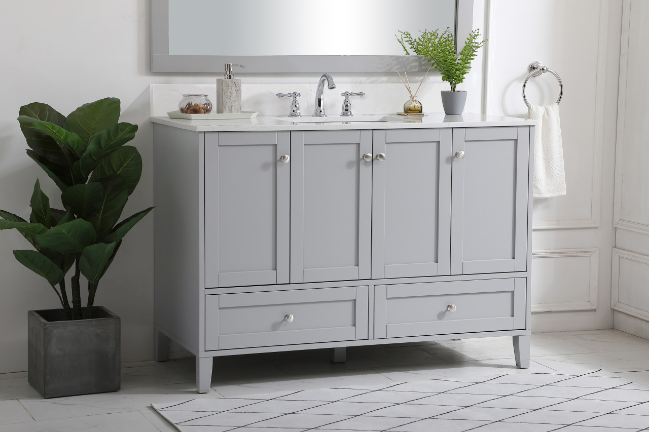 Elegant Decor VF18048GR-BS 48 inch Single Bathroom Vanity in Grey with Backsplash