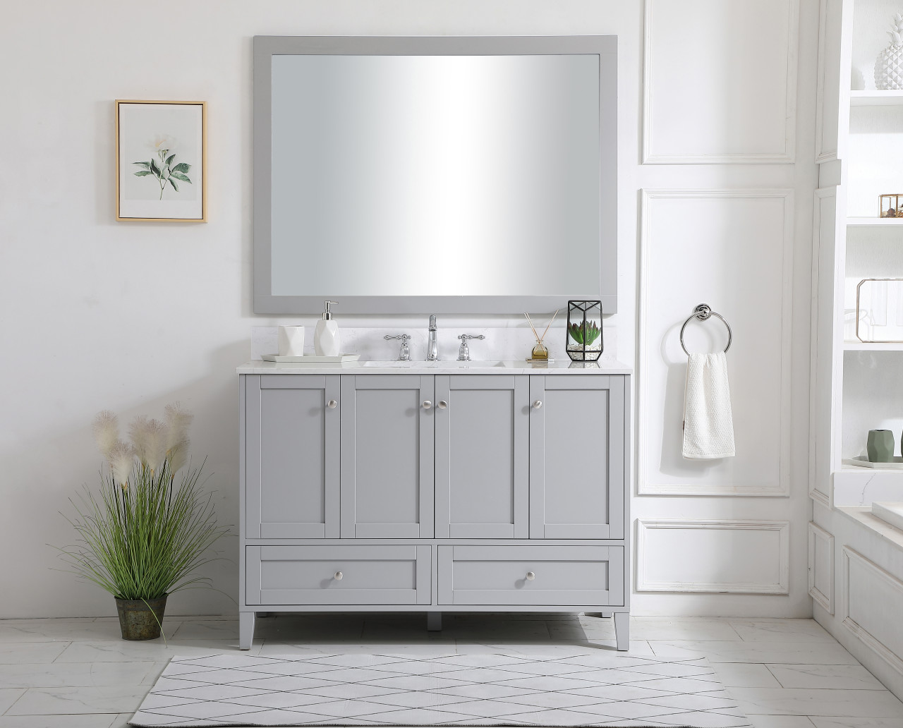 Elegant Decor VF18048GR-BS 48 inch Single Bathroom Vanity in Grey with Backsplash