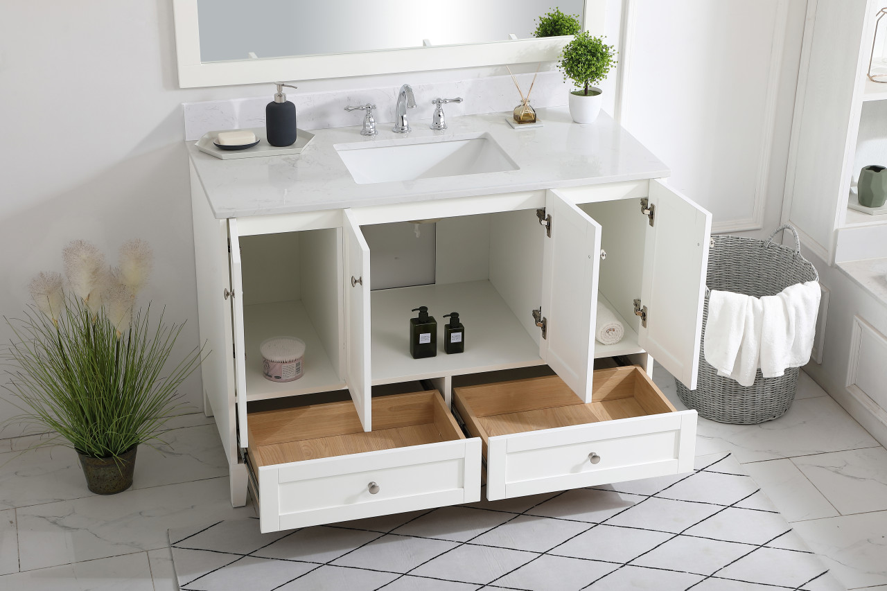 Elegant Decor VF18048WH-BS 48 inch Single Bathroom Vanity in White with Backsplash