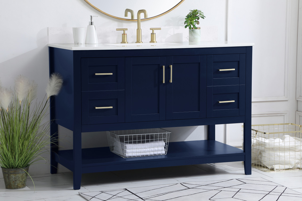 Elegant Decor VF16048BL-BS 48 inch Single Bathroom Vanity in Blue with Backsplash