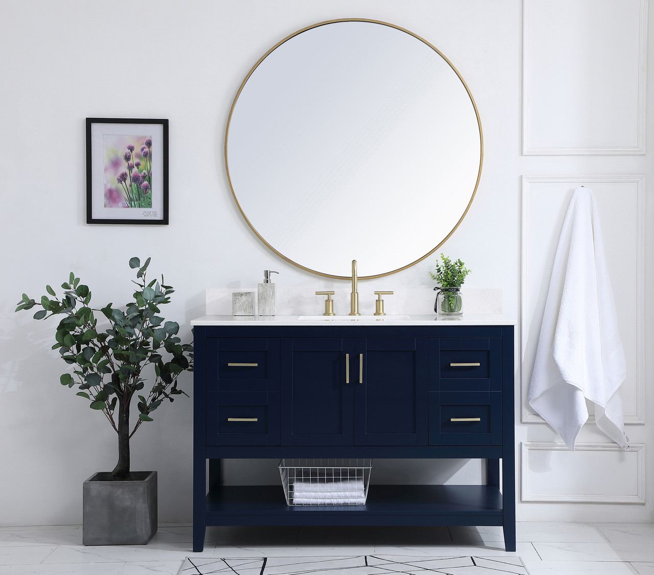 Elegant Decor VF16048BL-BS 48 inch Single Bathroom Vanity in Blue with Backsplash