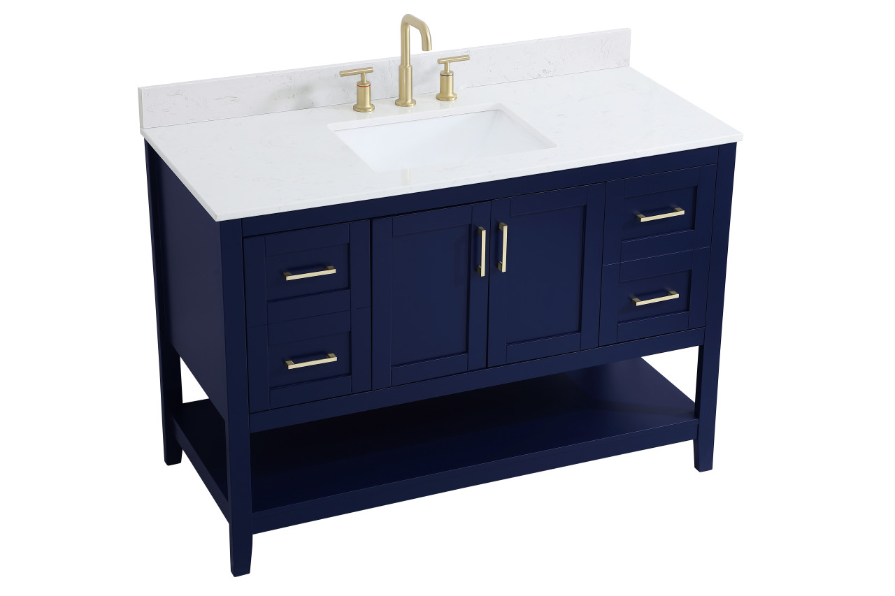 Elegant Decor VF16048BL-BS 48 inch Single Bathroom Vanity in Blue with Backsplash