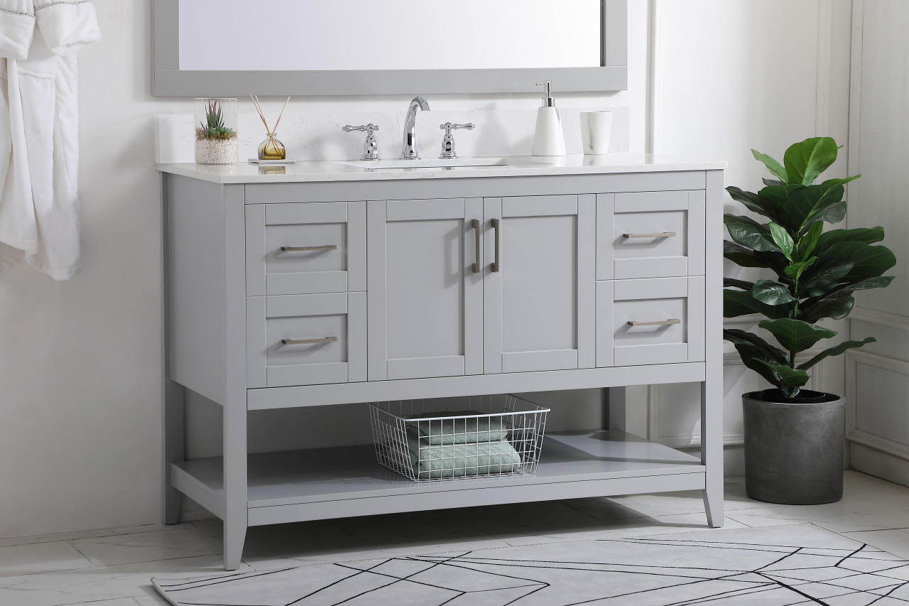 Elegant Decor VF16048GR-BS 48 inch Single Bathroom Vanity in Grey with Backsplash