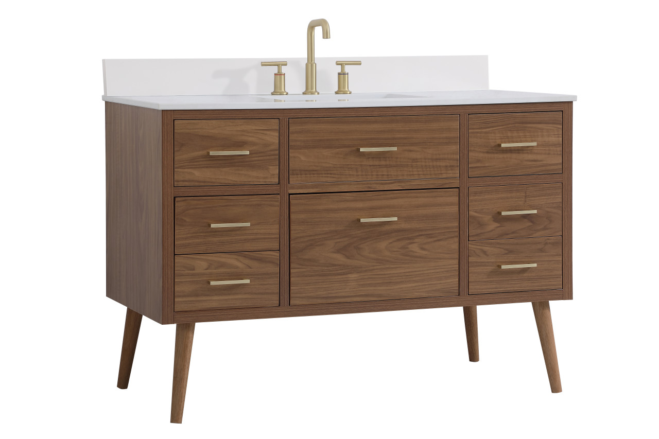 Elegant Decor VF41048WB-BS 48 inch bathroom Vanity in Walnut Brown with Backsplash
