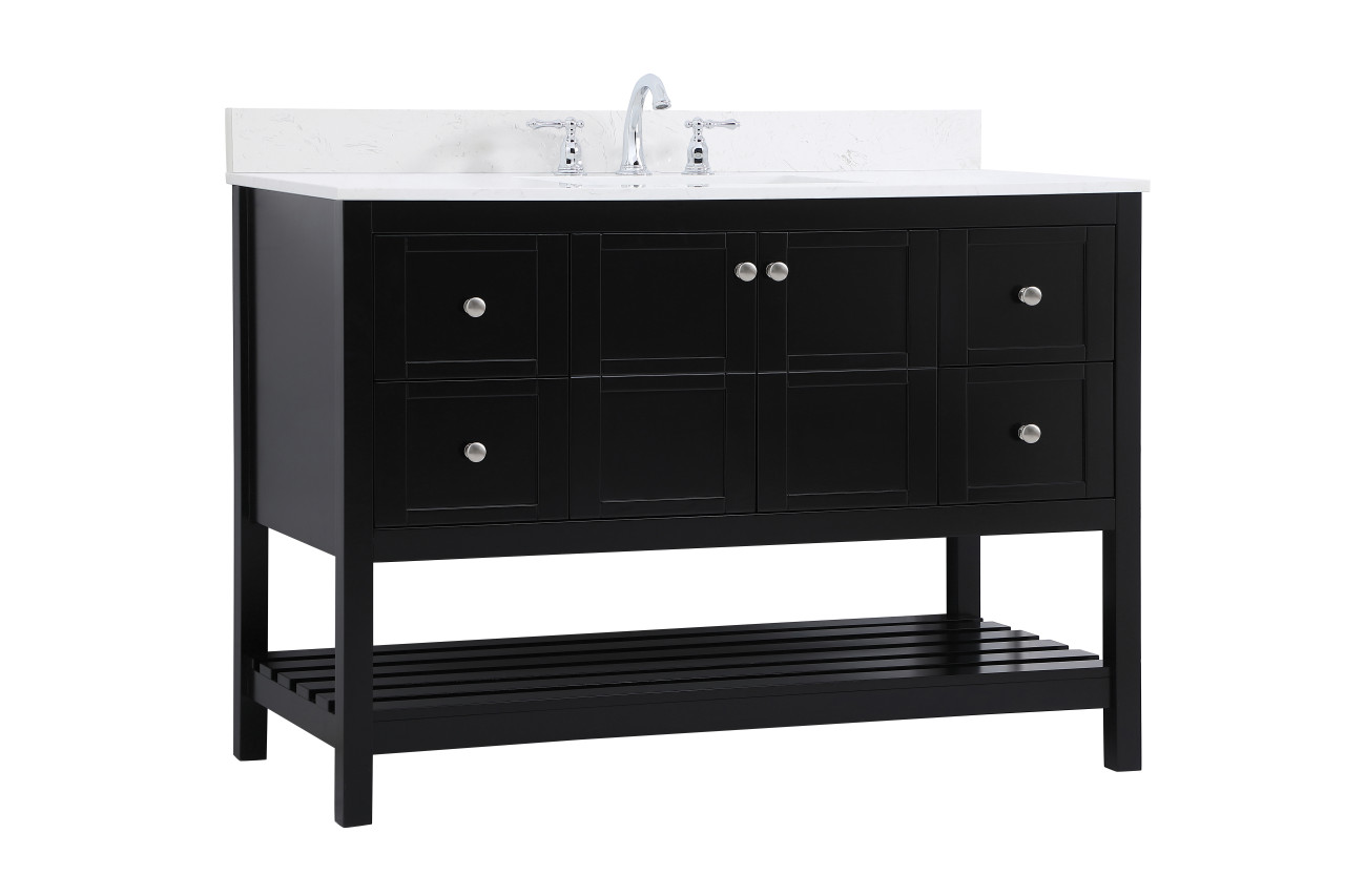 Elegant Decor VF16448BK-BS 48 inch Single Bathroom Vanity in Black with Backsplash
