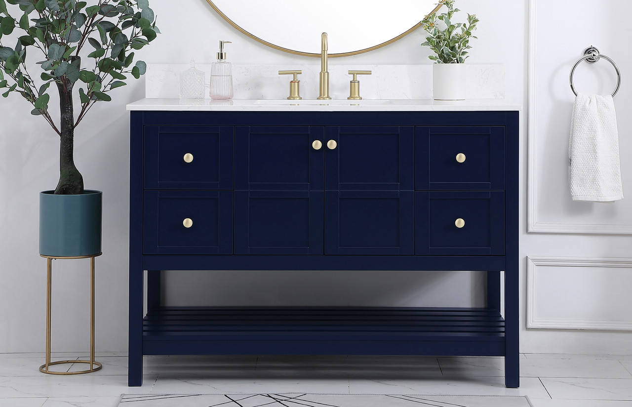 Elegant Decor VF16448BL-BS 48 inch Single Bathroom Vanity in Blue with Backsplash