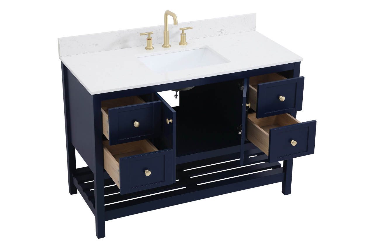 Elegant Decor VF16448BL-BS 48 inch Single Bathroom Vanity in Blue with Backsplash