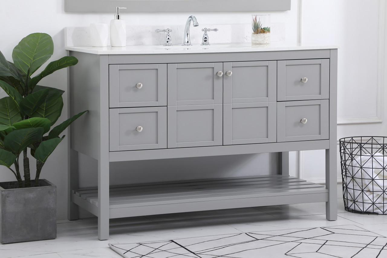 Elegant Decor VF16448GR-BS 48 inch Single Bathroom Vanity in Gray with Backsplash