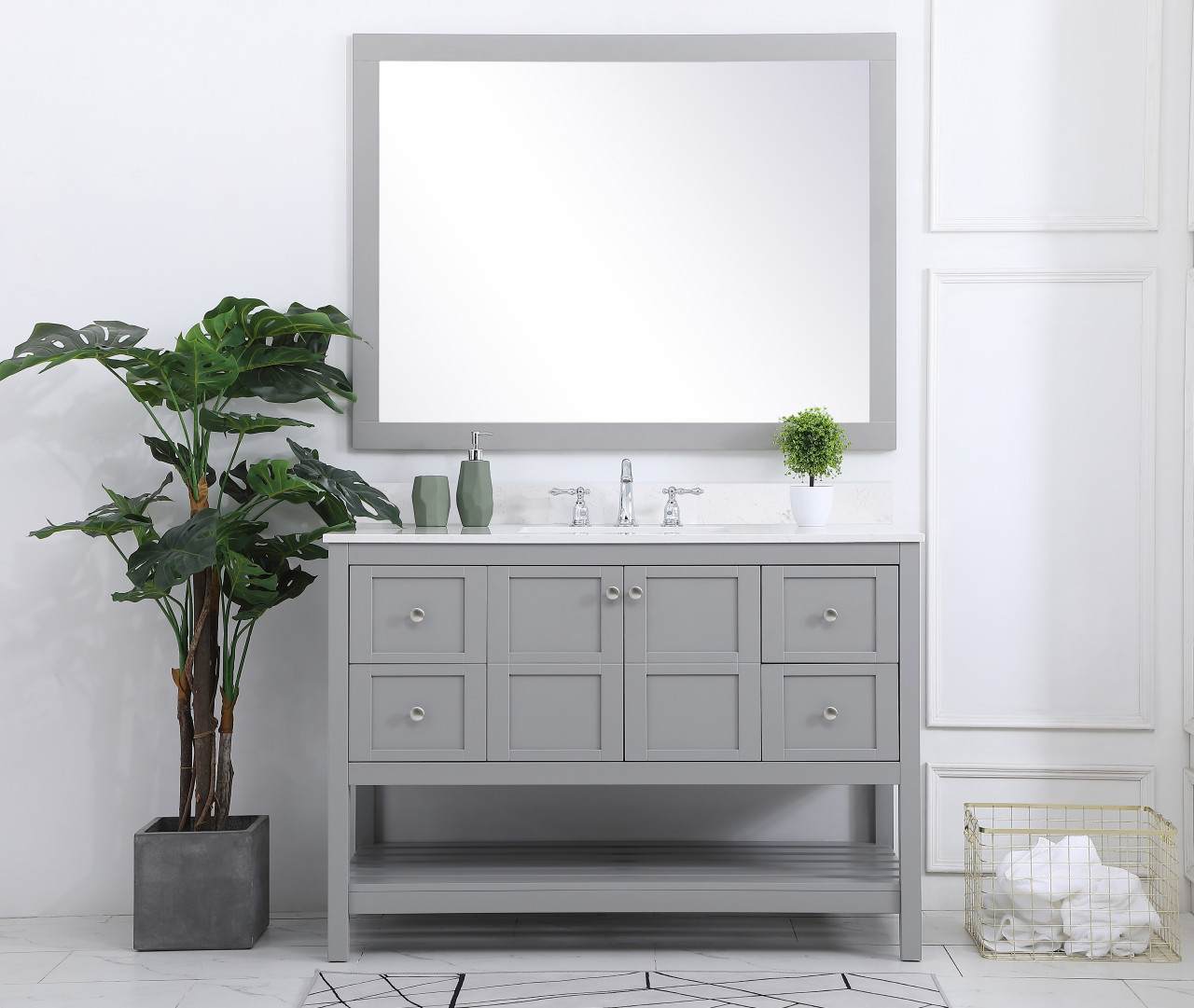 Elegant Decor VF16448GR-BS 48 inch Single Bathroom Vanity in Gray with Backsplash