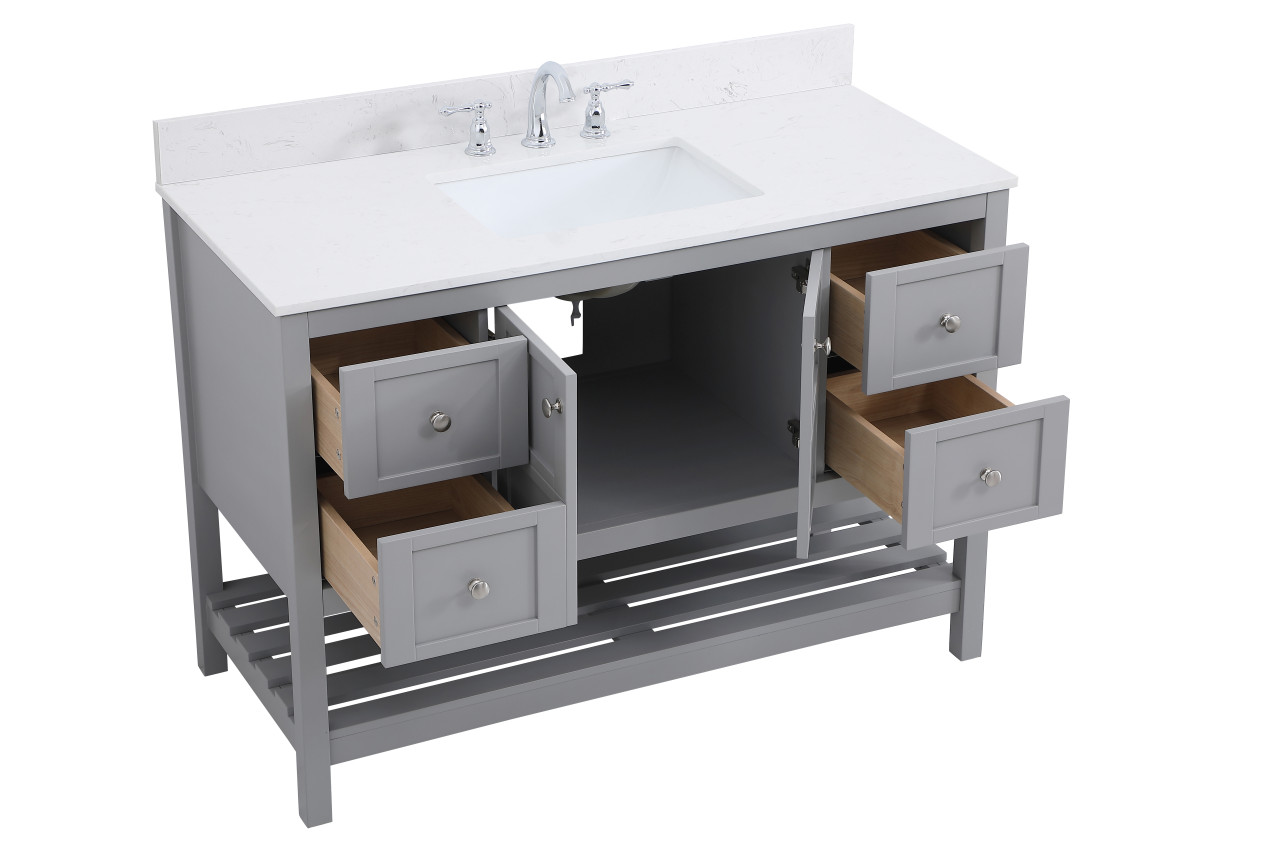 Elegant Decor VF16448GR-BS 48 inch Single Bathroom Vanity in Gray with Backsplash