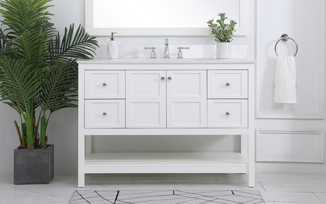 Elegant Decor VF16448WH-BS 48 inch Single Bathroom Vanity in White with Backsplash