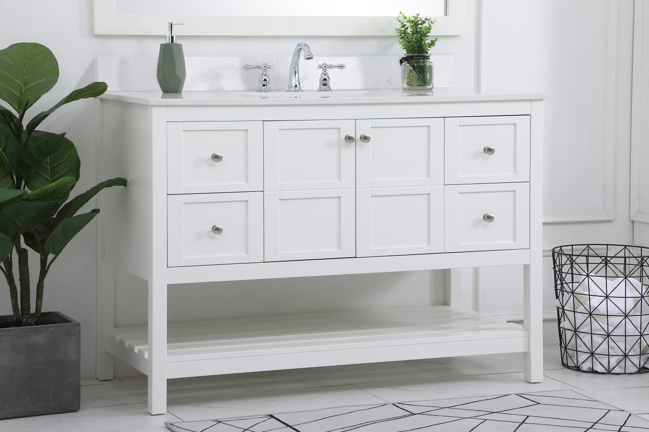 Elegant Decor VF16448WH-BS 48 inch Single Bathroom Vanity in White with Backsplash