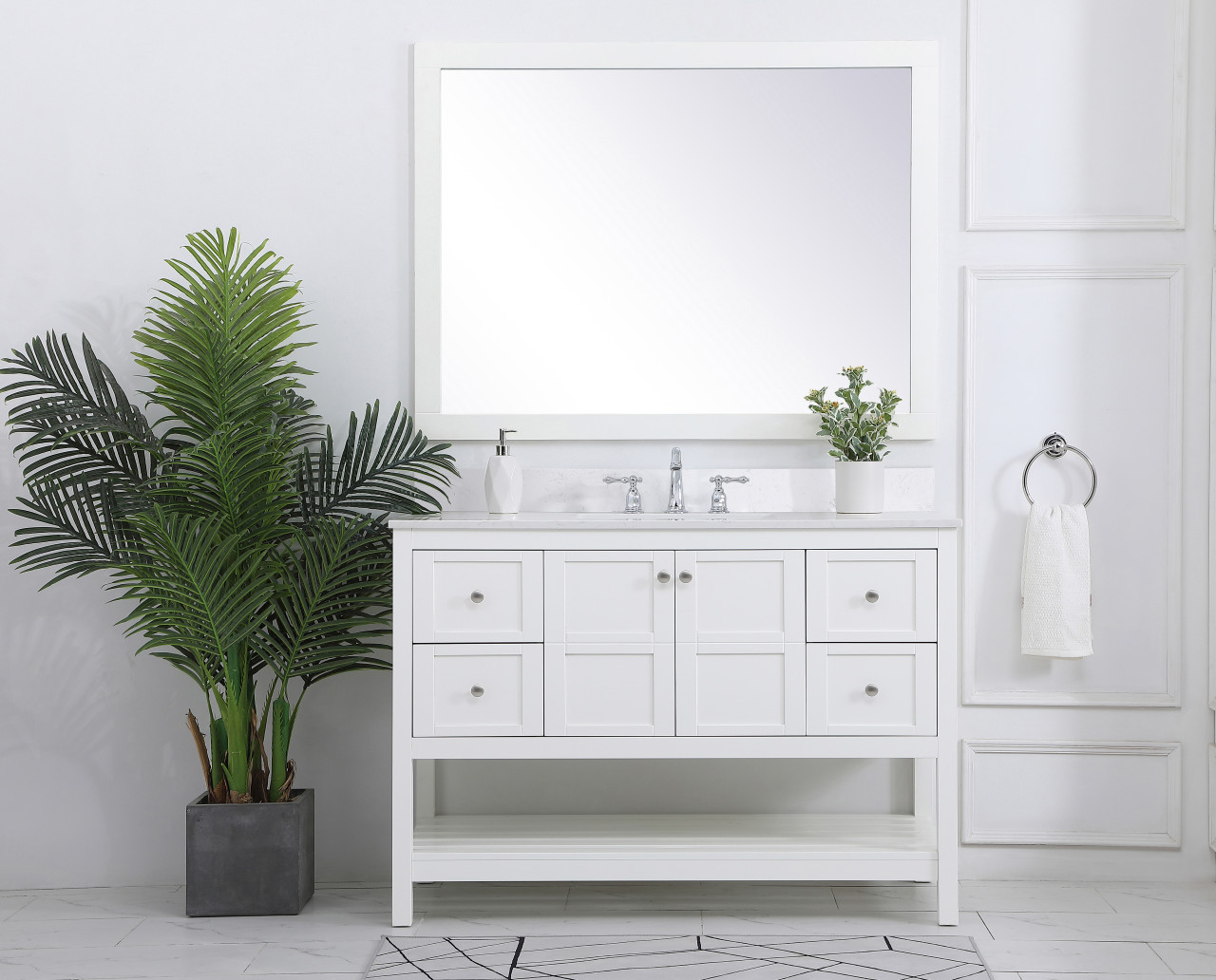 Elegant Decor VF16448WH-BS 48 inch Single Bathroom Vanity in White with Backsplash