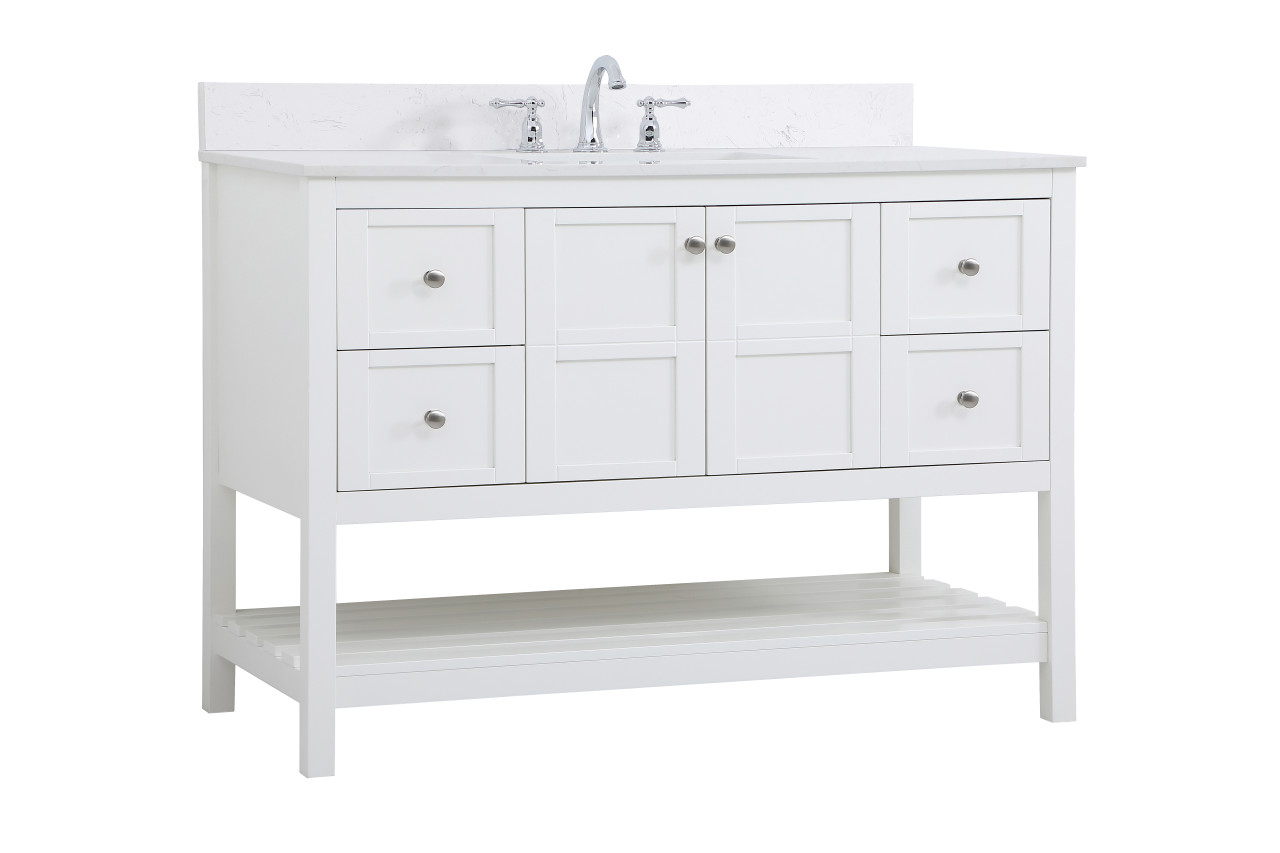 Elegant Decor VF16448WH-BS 48 inch Single Bathroom Vanity in White with Backsplash