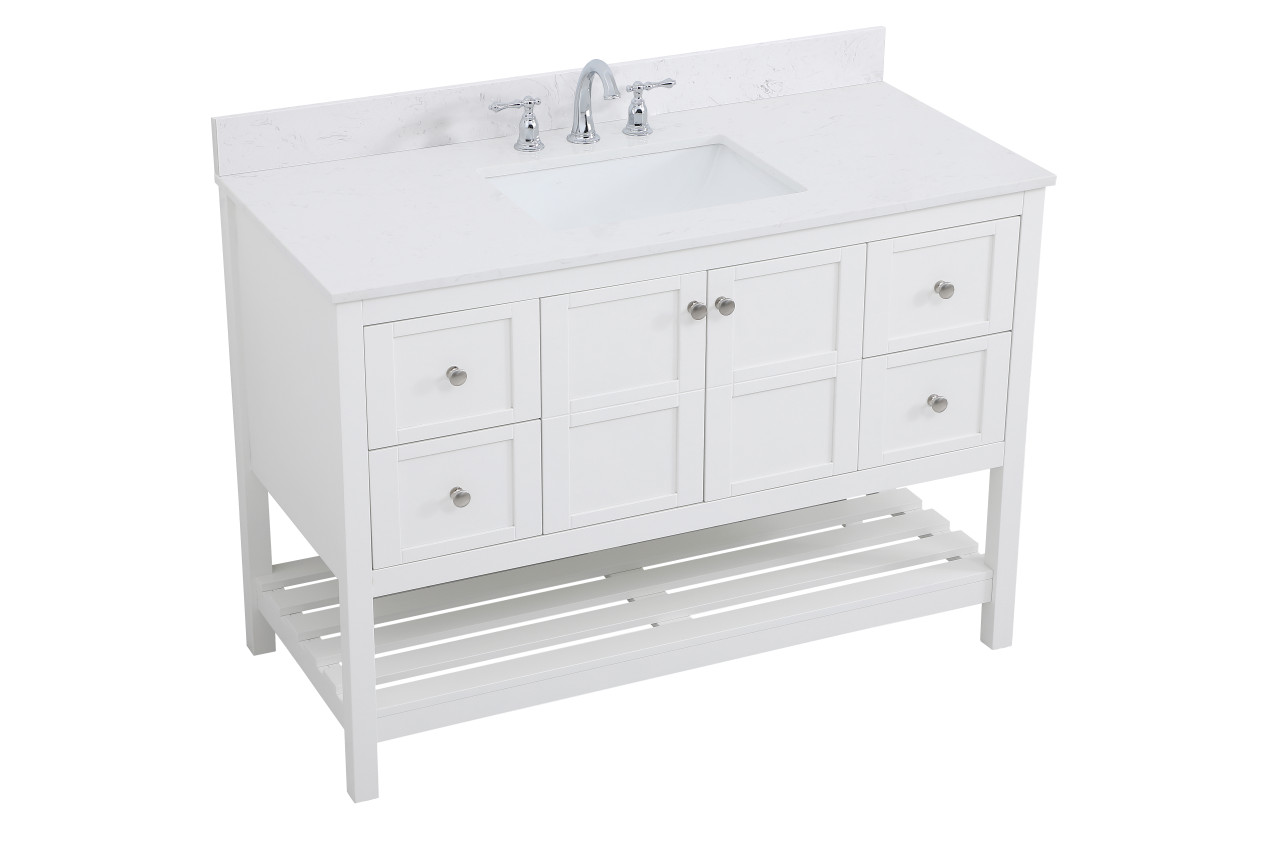Elegant Decor VF16448WH-BS 48 inch Single Bathroom Vanity in White with Backsplash