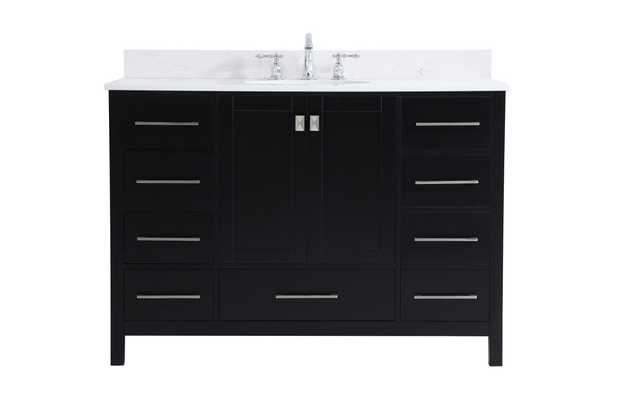 Elegant Decor VF18848BK-BS 48 inch Single Bathroom Vanity in Black with Backsplash