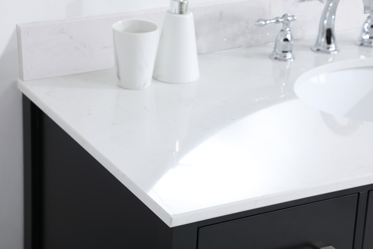 Elegant Decor VF18848BK-BS 48 inch Single Bathroom Vanity in Black with Backsplash