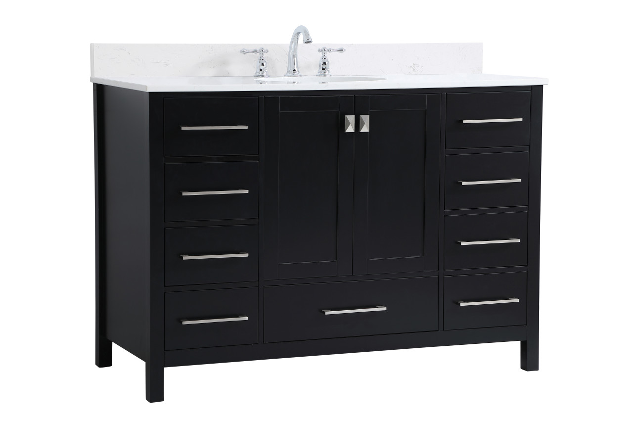 Elegant Decor VF18848BK-BS 48 inch Single Bathroom Vanity in Black with Backsplash