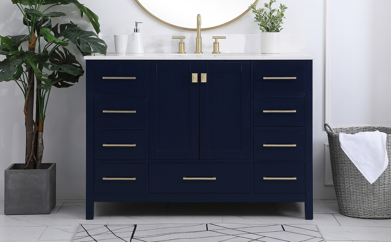 Elegant Decor VF18848BL-BS 48 inch Single Bathroom Vanity in Blue with Backsplash