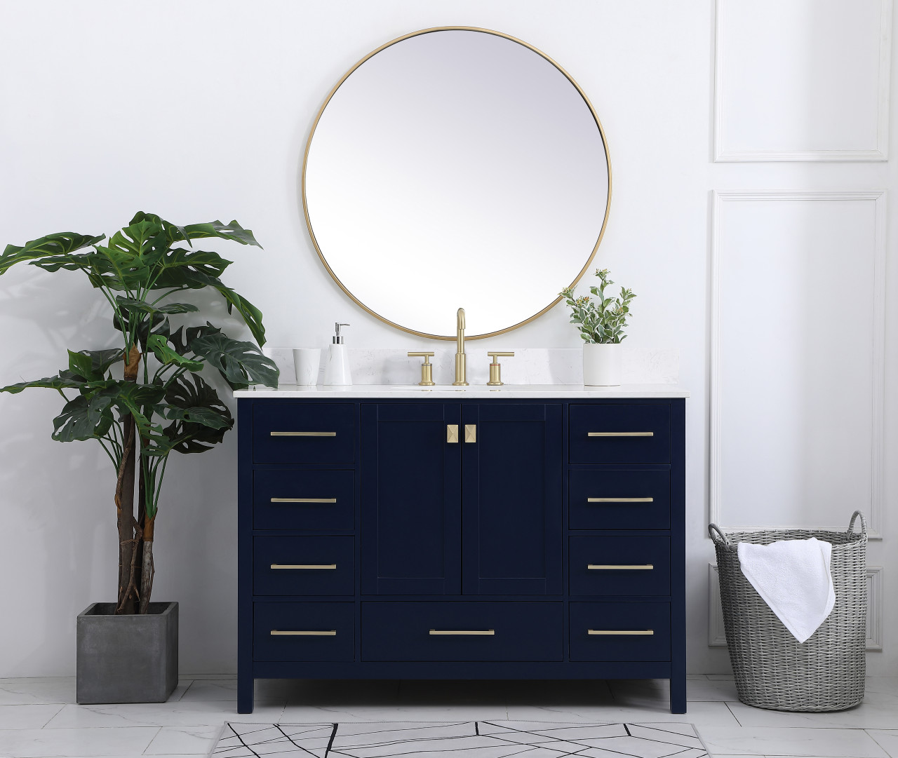 Elegant Decor VF18848BL-BS 48 inch Single Bathroom Vanity in Blue with Backsplash