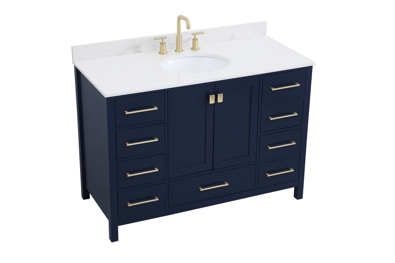 Elegant Decor VF18848BL-BS 48 inch Single Bathroom Vanity in Blue with Backsplash