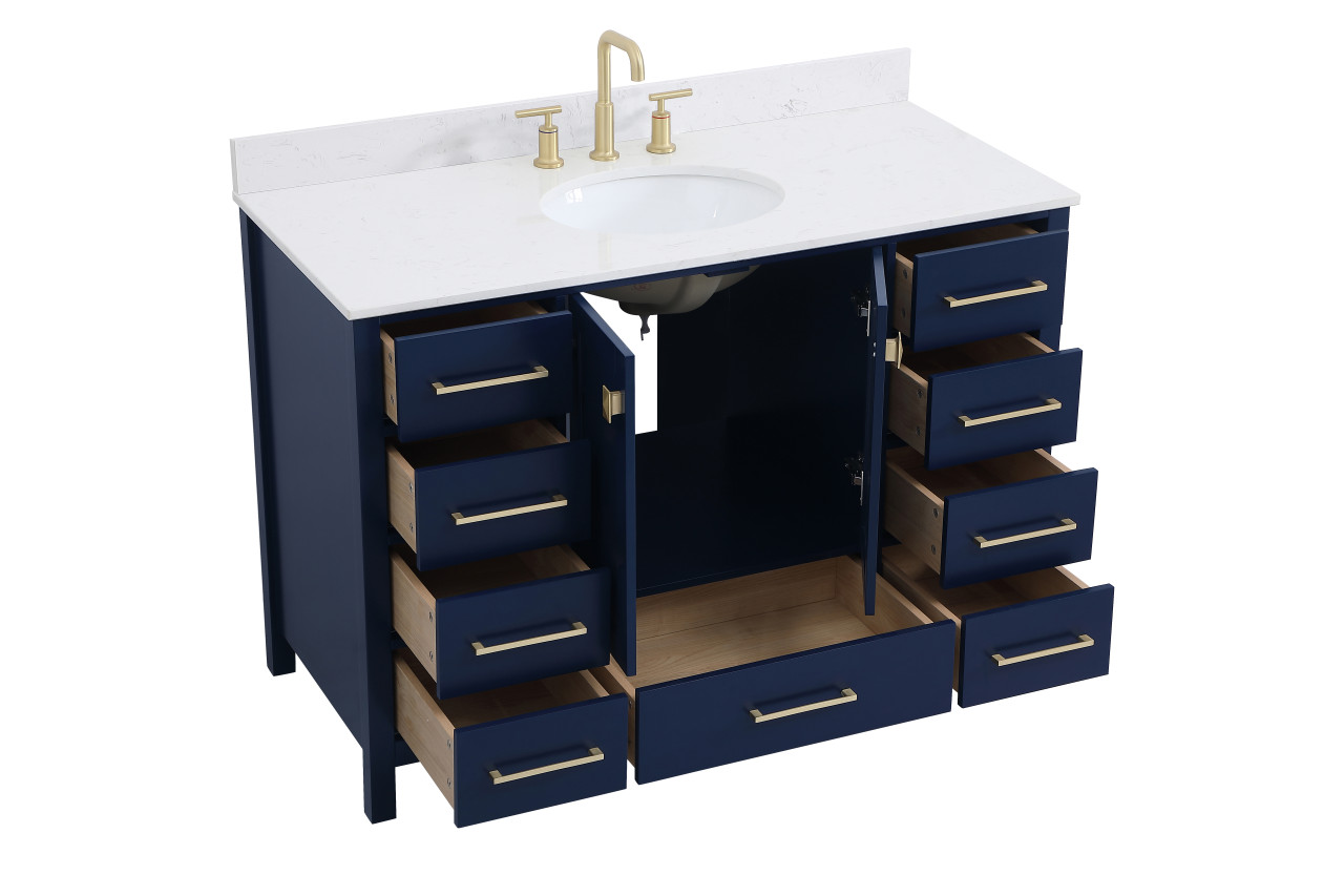 Elegant Decor VF18848BL-BS 48 inch Single Bathroom Vanity in Blue with Backsplash