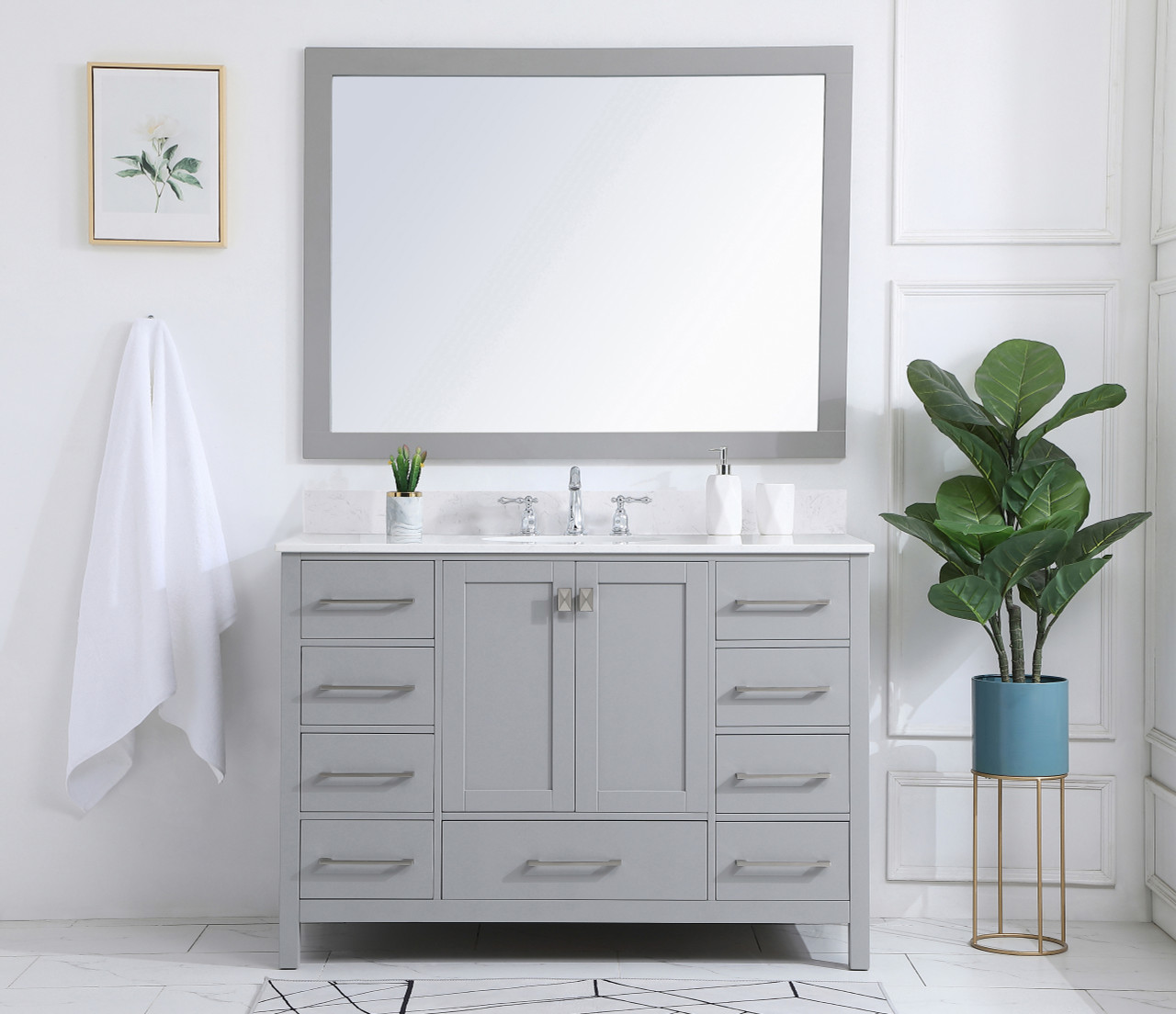 Elegant Decor VF18848GR-BS 48 inch Single Bathroom Vanity in Gray with Backsplash
